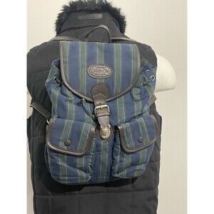 Longaberger Collector’s Club Homestead Blue Green Stripe Mini Backpack Bag Purse